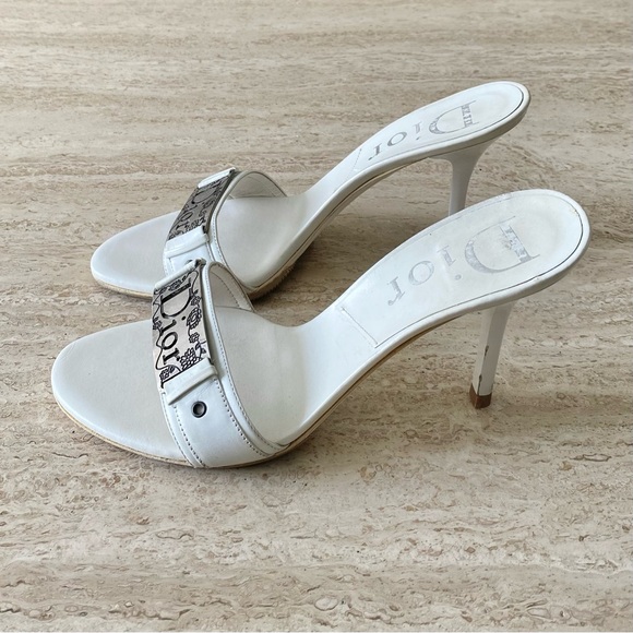 Vintage Dior Logo Plate Mule Sandal Heels - Picture 3 of 10